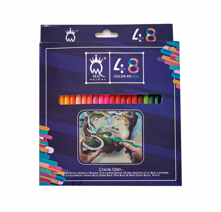 مداد رنگی 48 رنگ جعبه مقوايی ام کيو