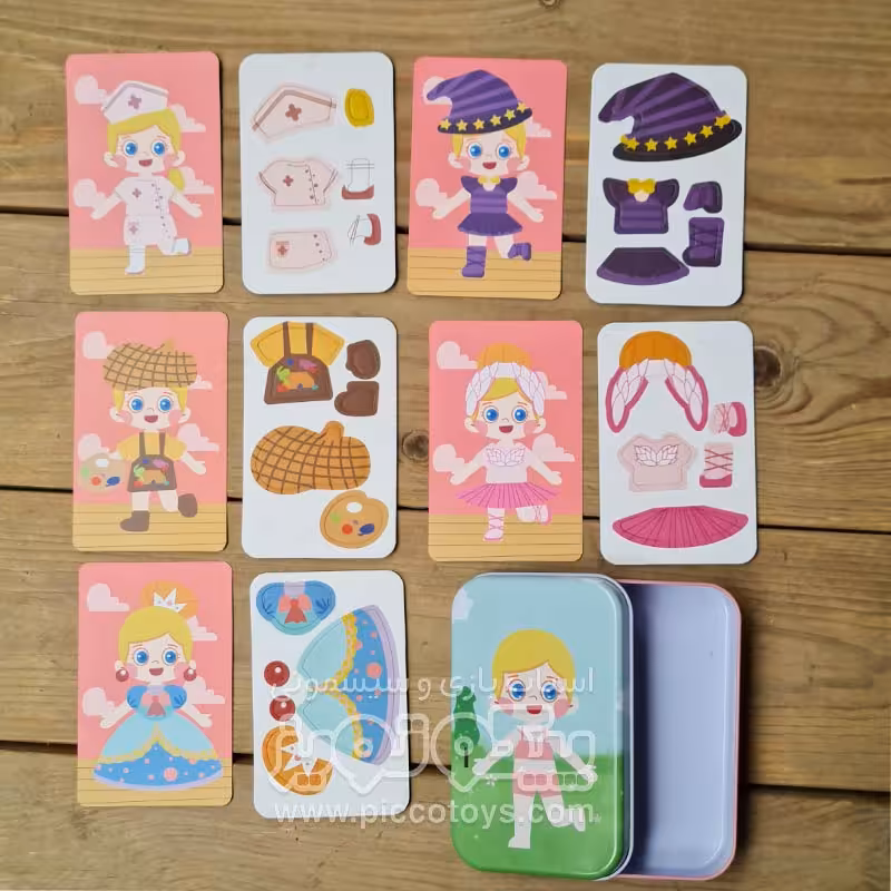 پازل مگنتی  قوطی فلزی طرح لباس دخترانه کد P/80487/A