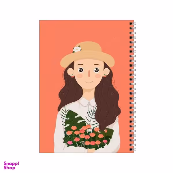 دفتر مشق 50 برگ بامبیلیپ طرح دختر و دسته گل رز مینیاتوری کد 4957128