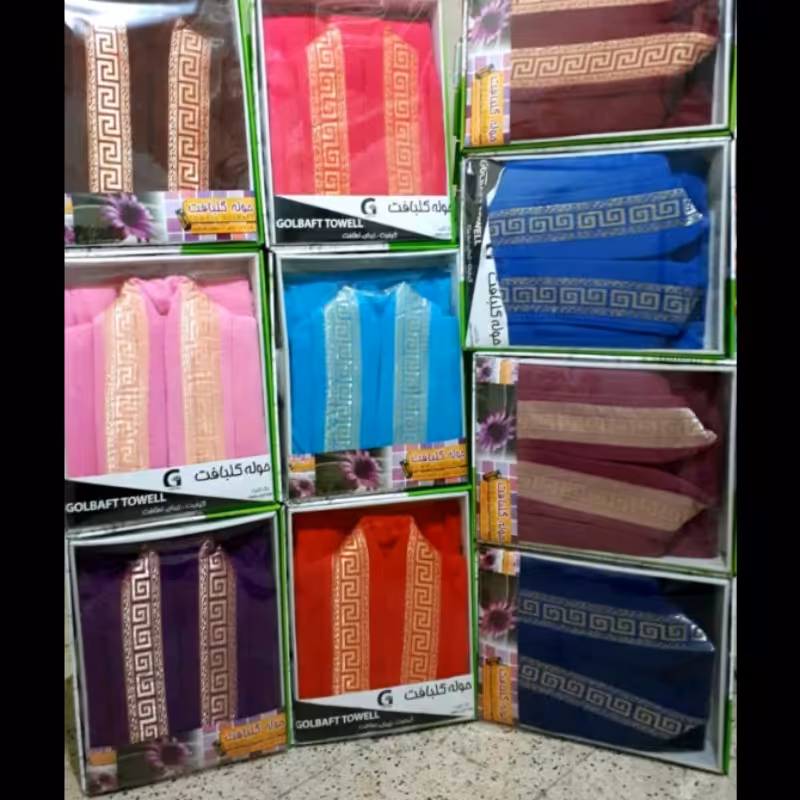 حوله تن پوش در رنگهای صورتی با کیفیت ونرم قدرت ابگیری بالا دارای کلاه وکمربند