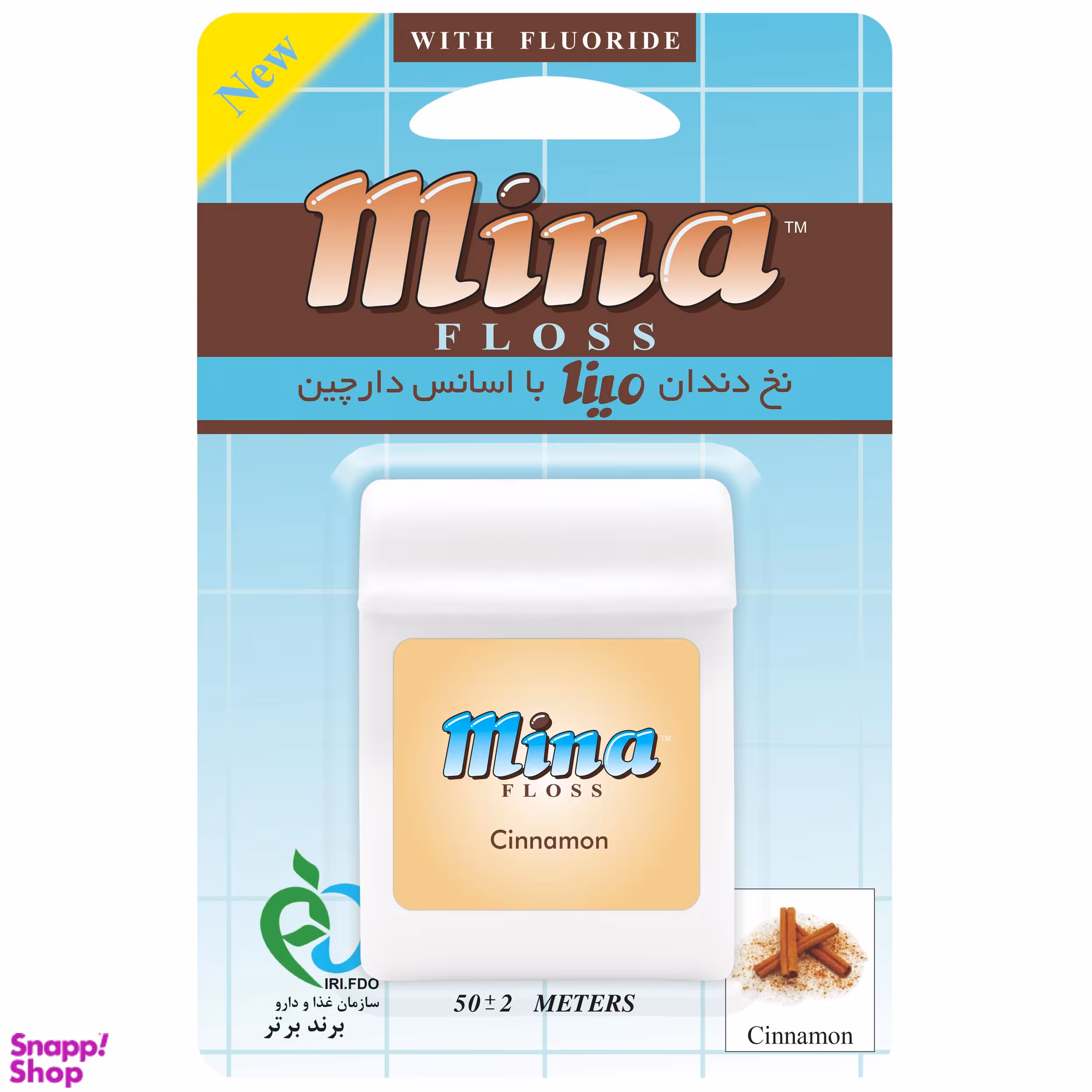نخ دندان مینا (Mina) مدل Cinnamon با اسانس دارچین طول 50 متر