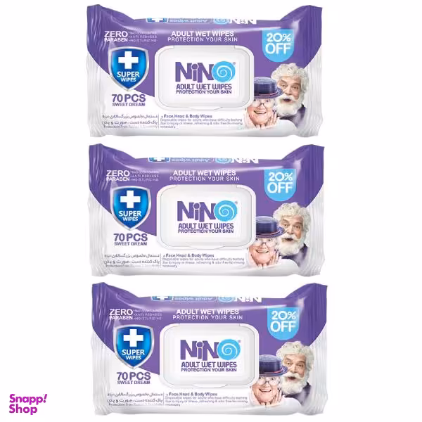 دستمال مرطوب نینو (Nino) مدل اسطوخودوس مجموعه 3 عددی