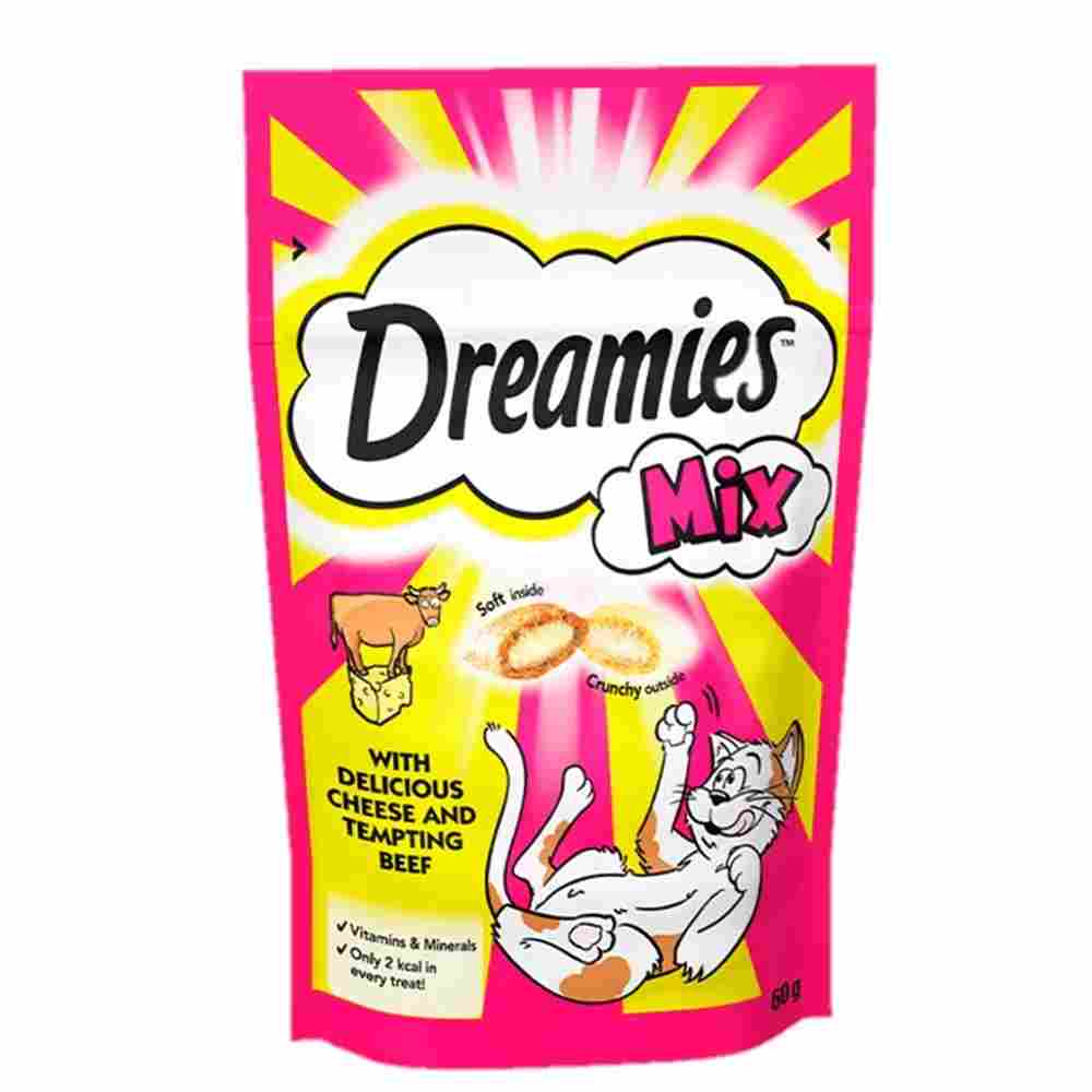تشويقی بیسکویتی گربه برند دريميز Dreamies گوشت گاو و پنیر