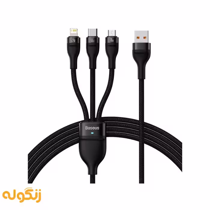 کابل تبدیل USB به MicroUSB-USB-C-لایتنینگ بیسوس مدل Baseus CASS040001 - زنگوله