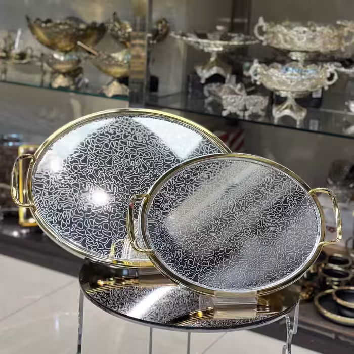 سینی بیضی استیل 2تیکه اماراتی