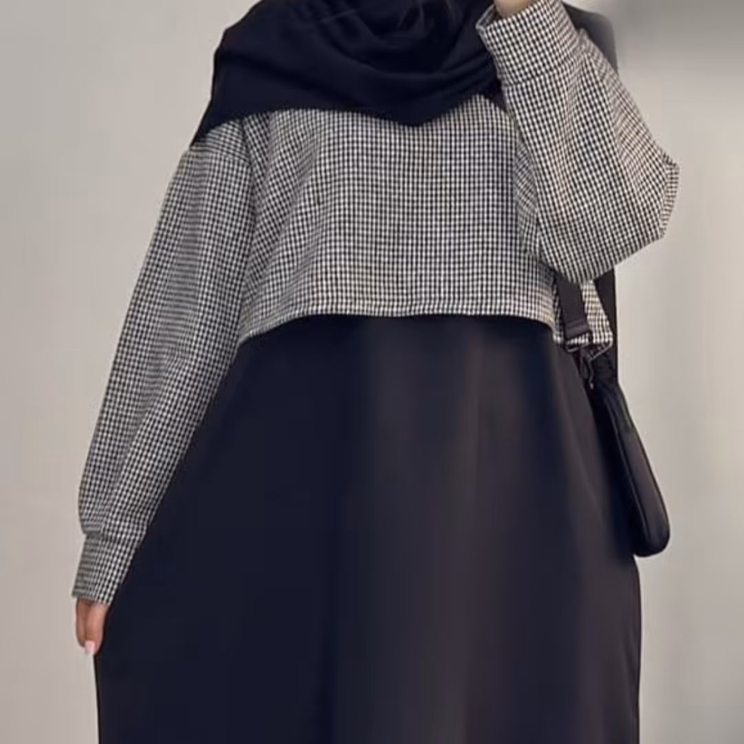 ست کراپ و سارافون مناسب پاییز و زمستان رویه در دو جنس جیرگرم بالا و موهر زیر، سارافون کتان زارا  