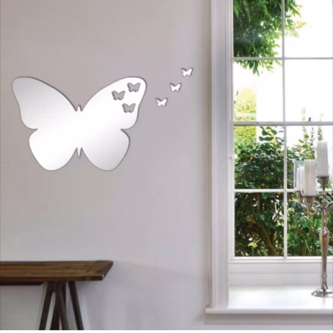 آینه پروانه مدل تو خالی آینه دکوری تزئینی لوکس و لاکچری طلایی و نقره ایی