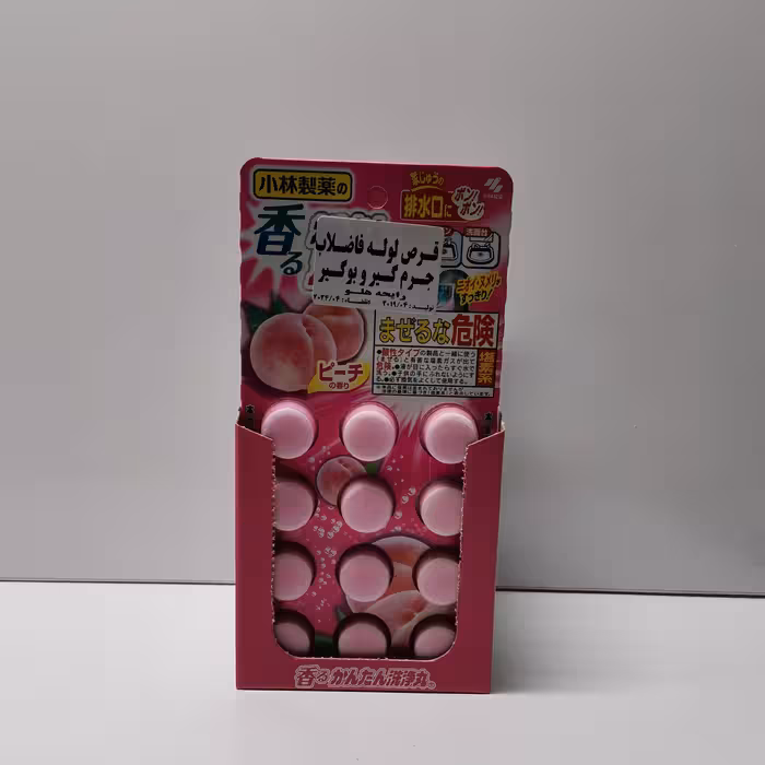 قرص تمیز کننده لوله فاضلاب و بر طرف کننده لجن و بوی نامطبوع لوله فاضلاب با رایحه هلو برند کوبایاشی ساخت کشور ژاپن 