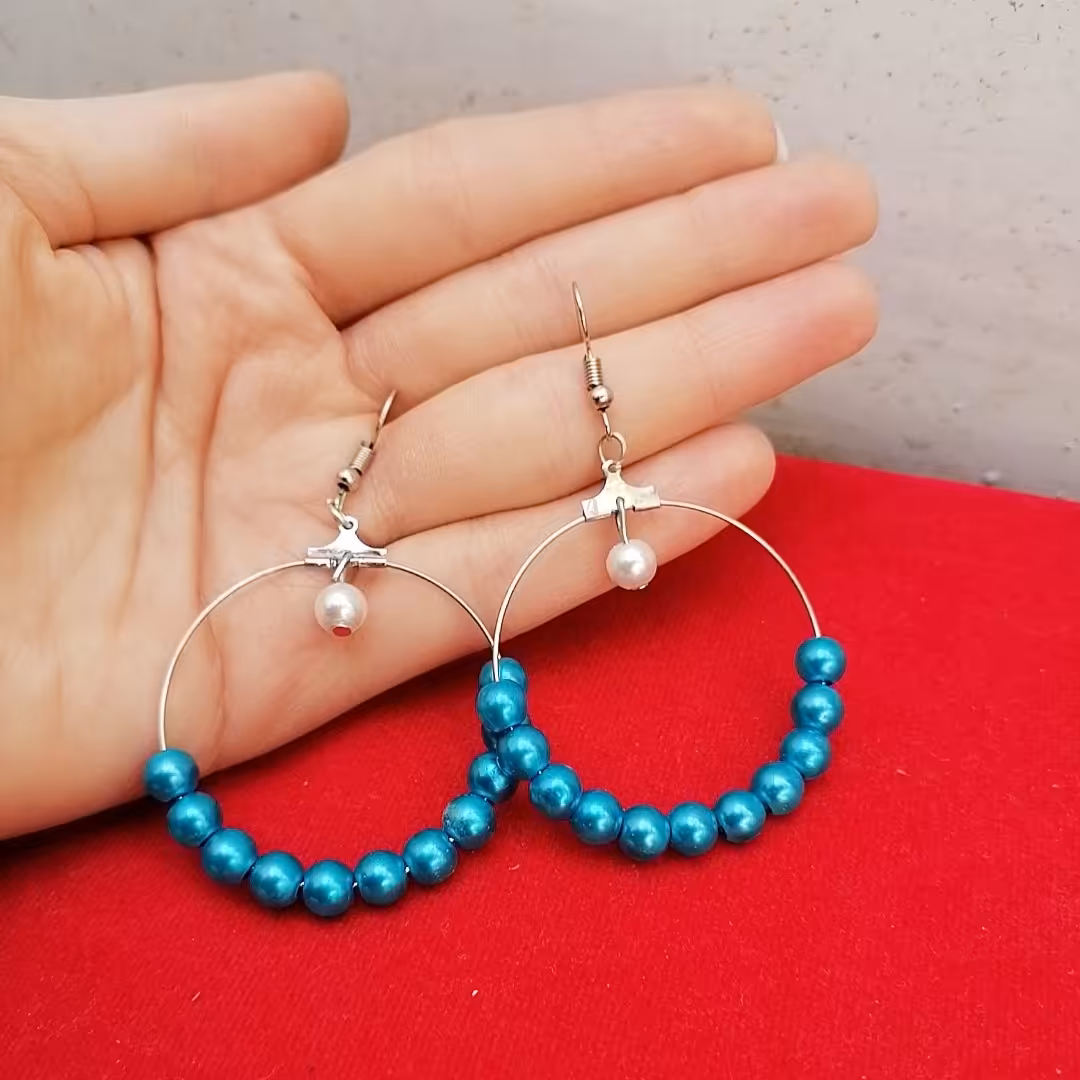 گوشواره مرواریدی حلقه ای زیبا وخوشرنگ 