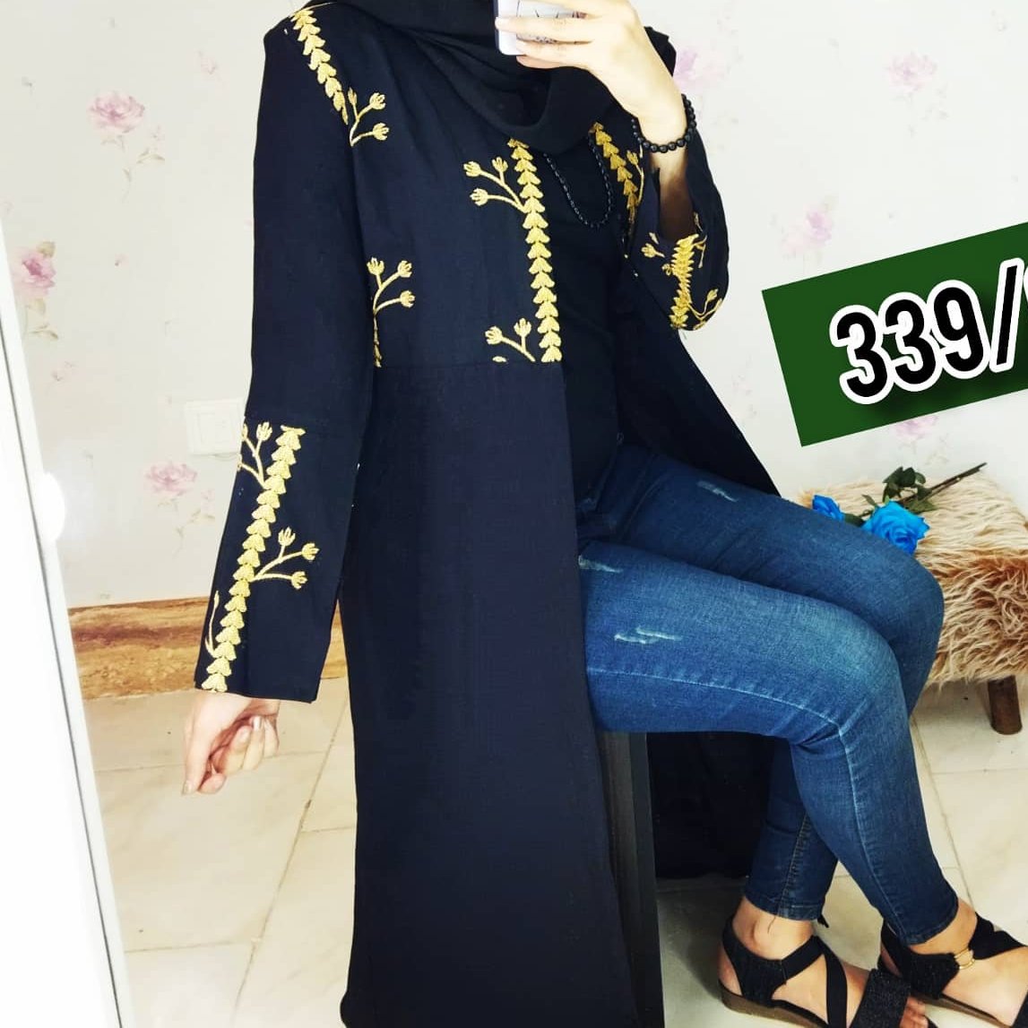 مانتو کرسپو گلبرگی مشکی