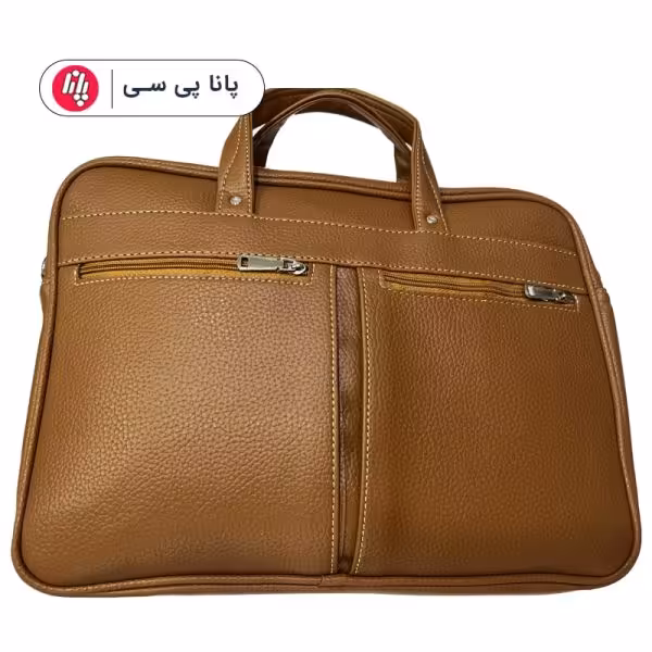 کیف لپتاپ طرح چرم B075 قهوه ای روشن
