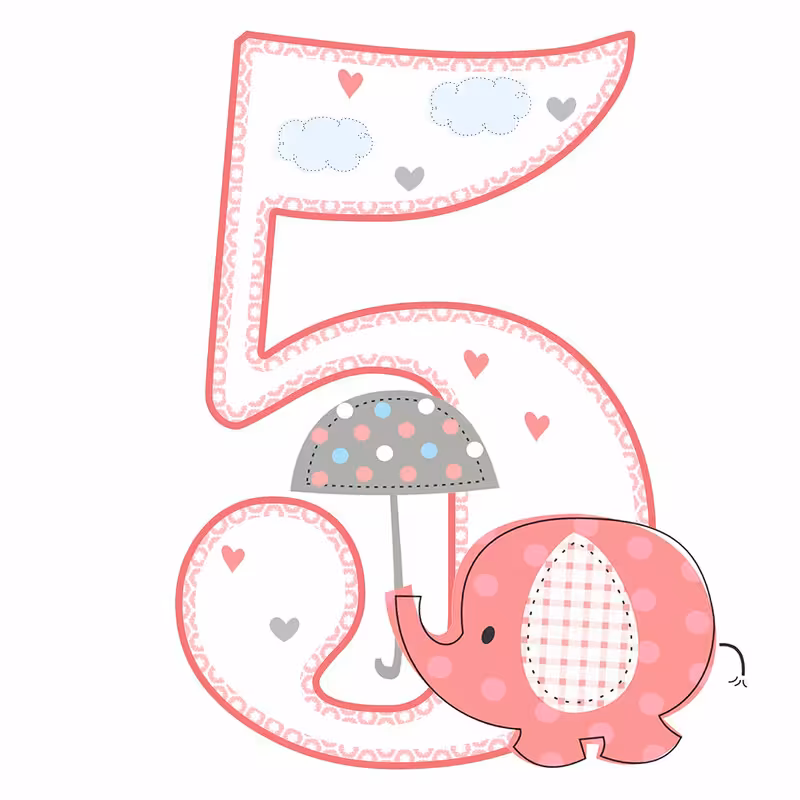 استند رومیزی تولد مدل عدد 5 طرح فیل دخترانه کد 1055