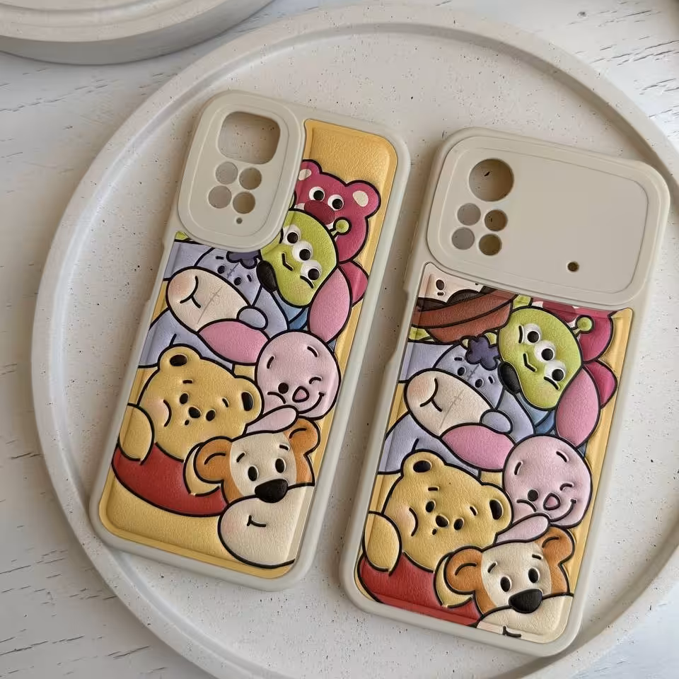 قاب گوشی مدل pooh پوو با جنس چرمی برجسته برای آیفون سامسونگ شیائومی 