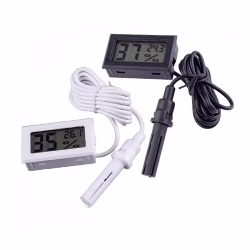 دماسنج و رطوبت سنج دارای  ترمومتر دیجیتال و سنسور خارجی سایز بزرگ