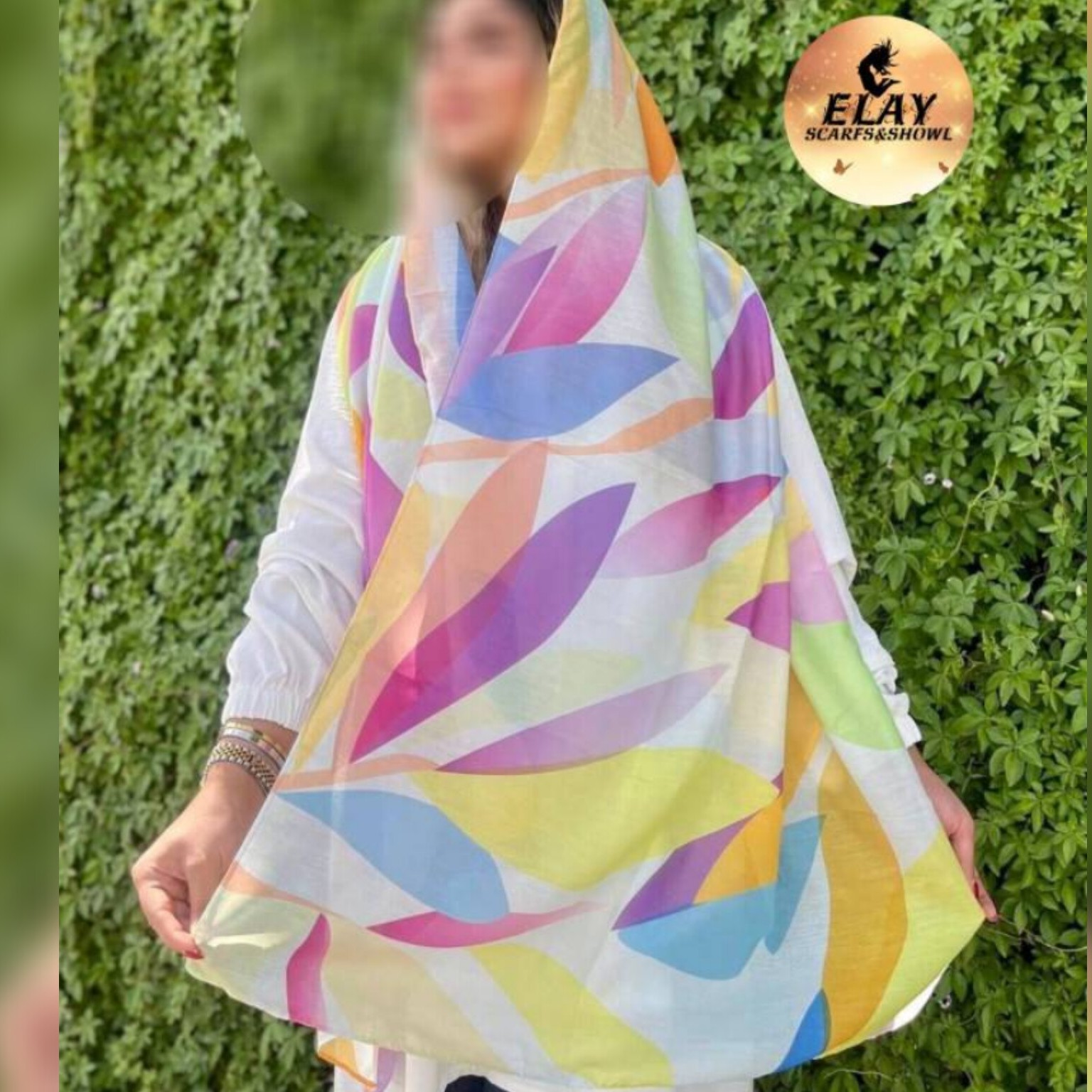 شال طرح برگ رنگارنگ کیفیت درحد شال اورجینال وارداتی 