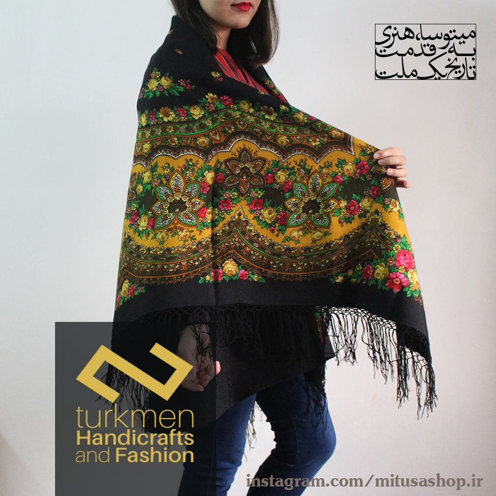 روسری ترکمن پشمی طرح ستاره