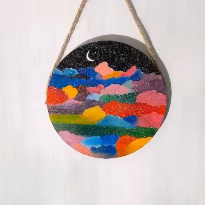 دیوار کوب چوبی ابر رنگی