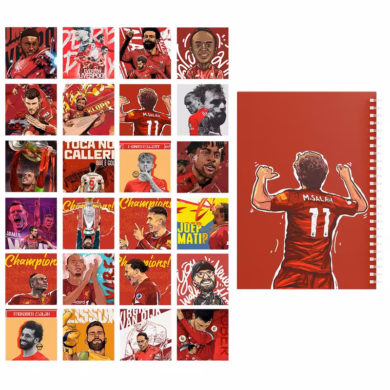  دفتر مشق باژیکان طرح فوتبالی لیورپول کد 20214269 به همراه فتوکارت مجموعه 24 عددی
