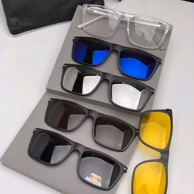 عینک طبی 5 کاوردار مگنتی جنس استیت شفاف کد 1206