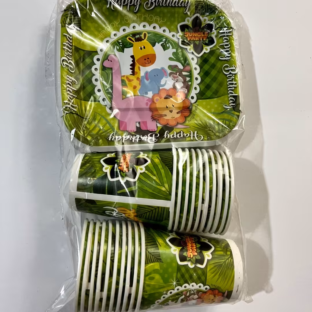 بشقاب و لیوان کاغذی تولدی  طرح  حیوانات جنگل 40عددی