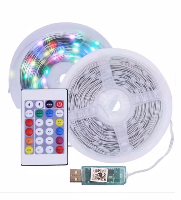 ریسه ال ای دی مدل فول کالر هوشمند بلوتوثی کد RGB IC USB 5V طول 10 متر