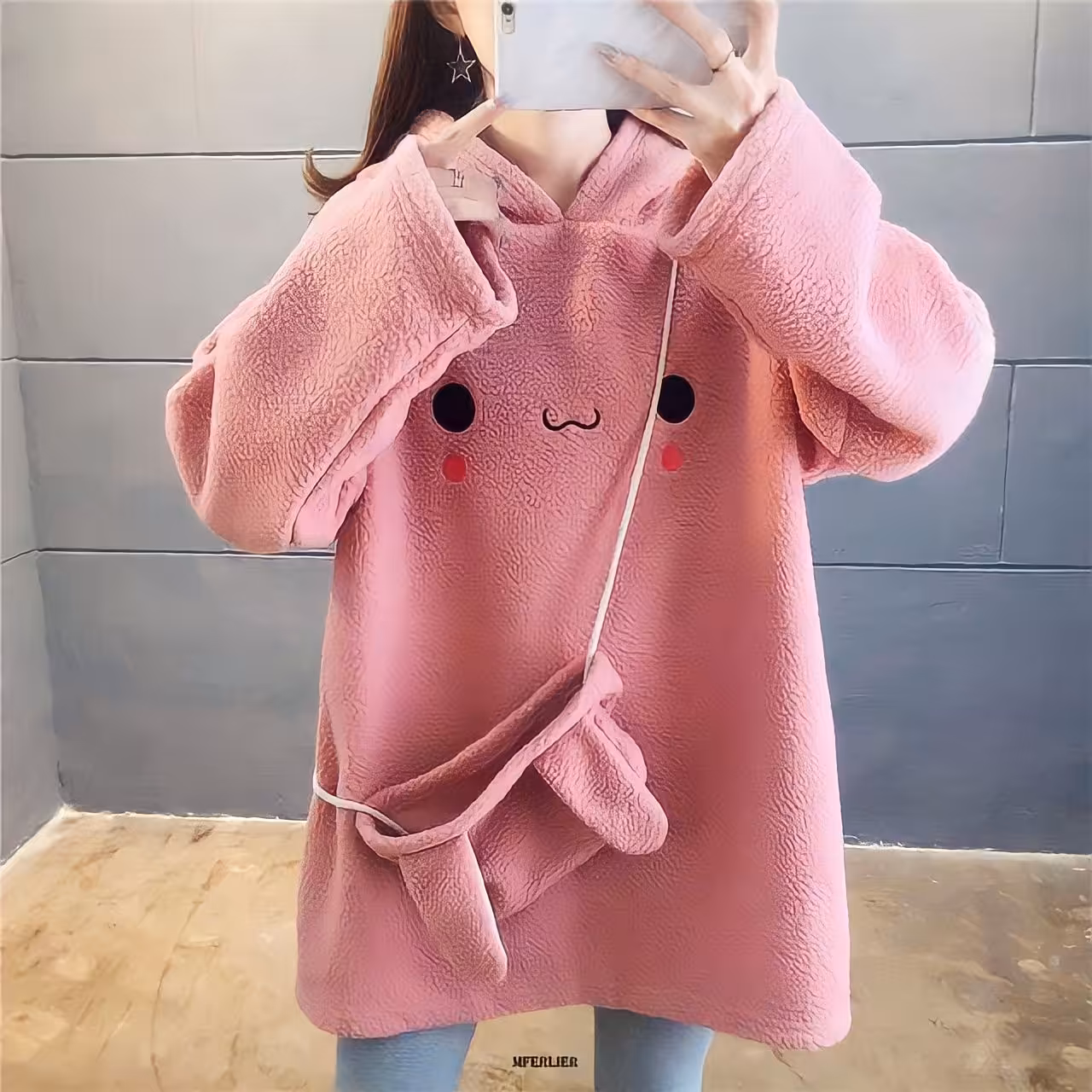 هودی تدی گوش دار به همراه کیف ست