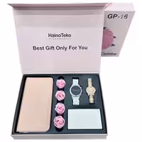 پک هدیه چند منظوره ساعت هوشمند، ساعت زنانه آنالوگ و کیف پول GP-16