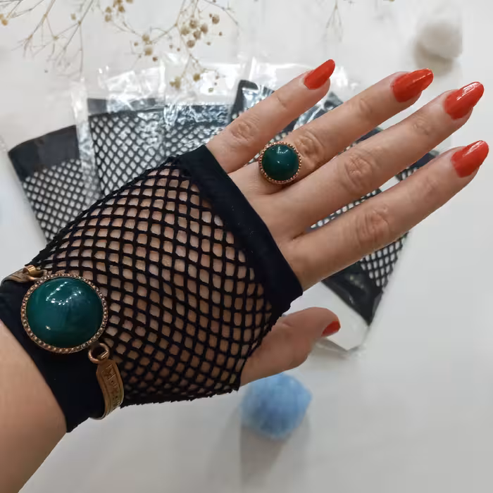 فیشنت دست مچی (دستکش) دو انگشتی فری سایز  طرح زنبوری