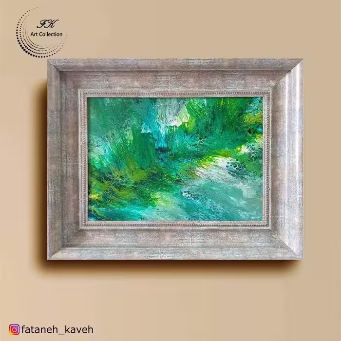 تابلوی نقاشی آبستره ( رودخانه  رنگها ) در ابعاد 58* 48 