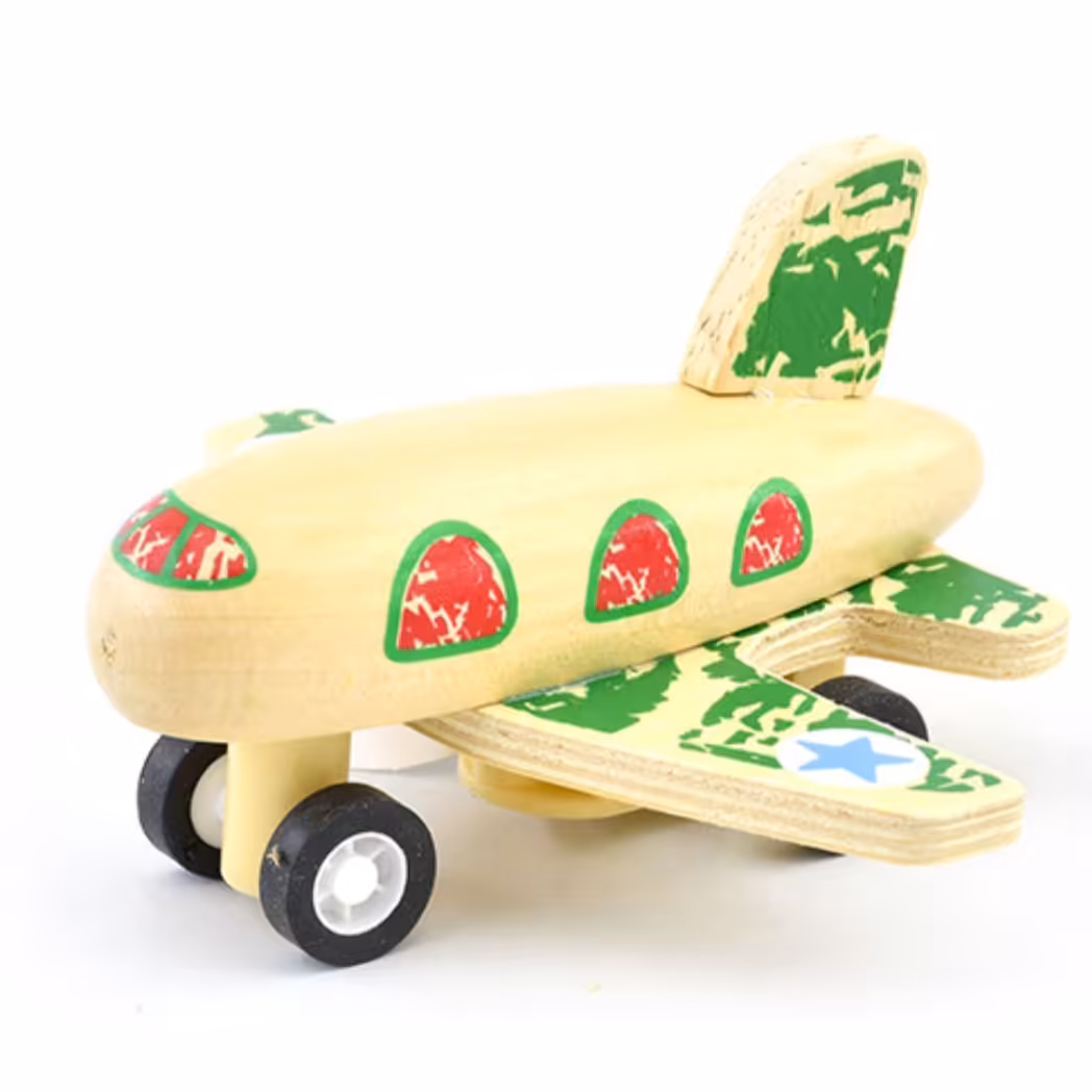 اسباب بازی هواپیما مسافربری چوبی عقب کش سبز پیکاردو


