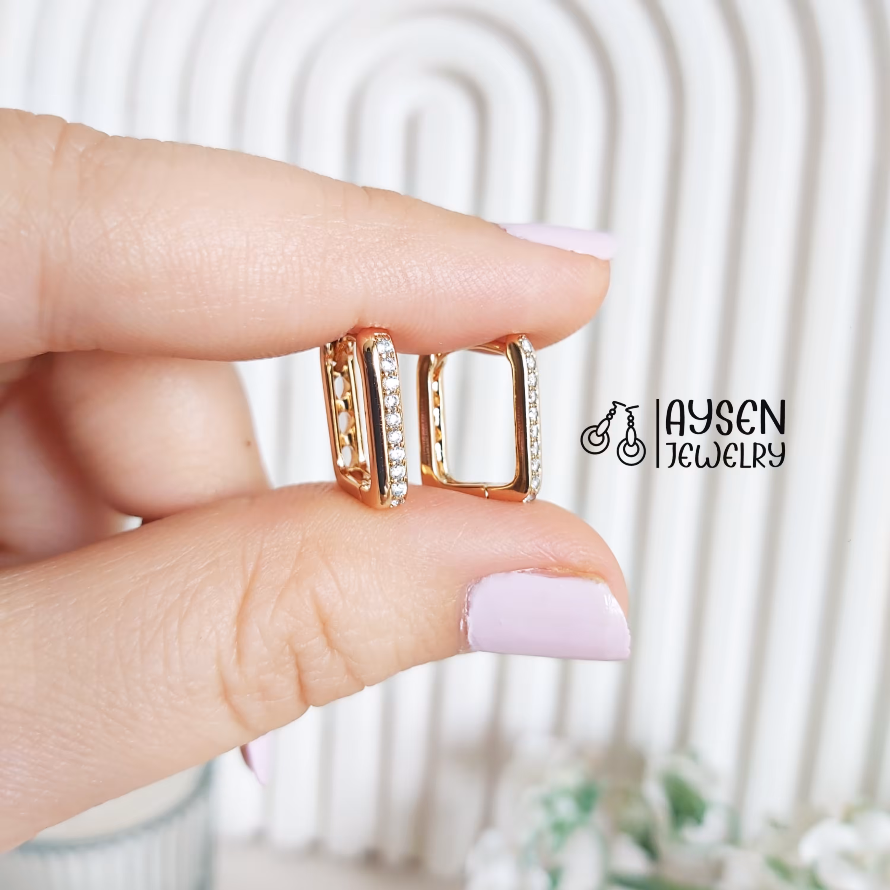 گوشواره نگین دار ژوپینگ مشابه طلا