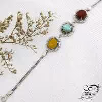 دستبند نقره سنگ 3 عددی عیار925 کد 13980