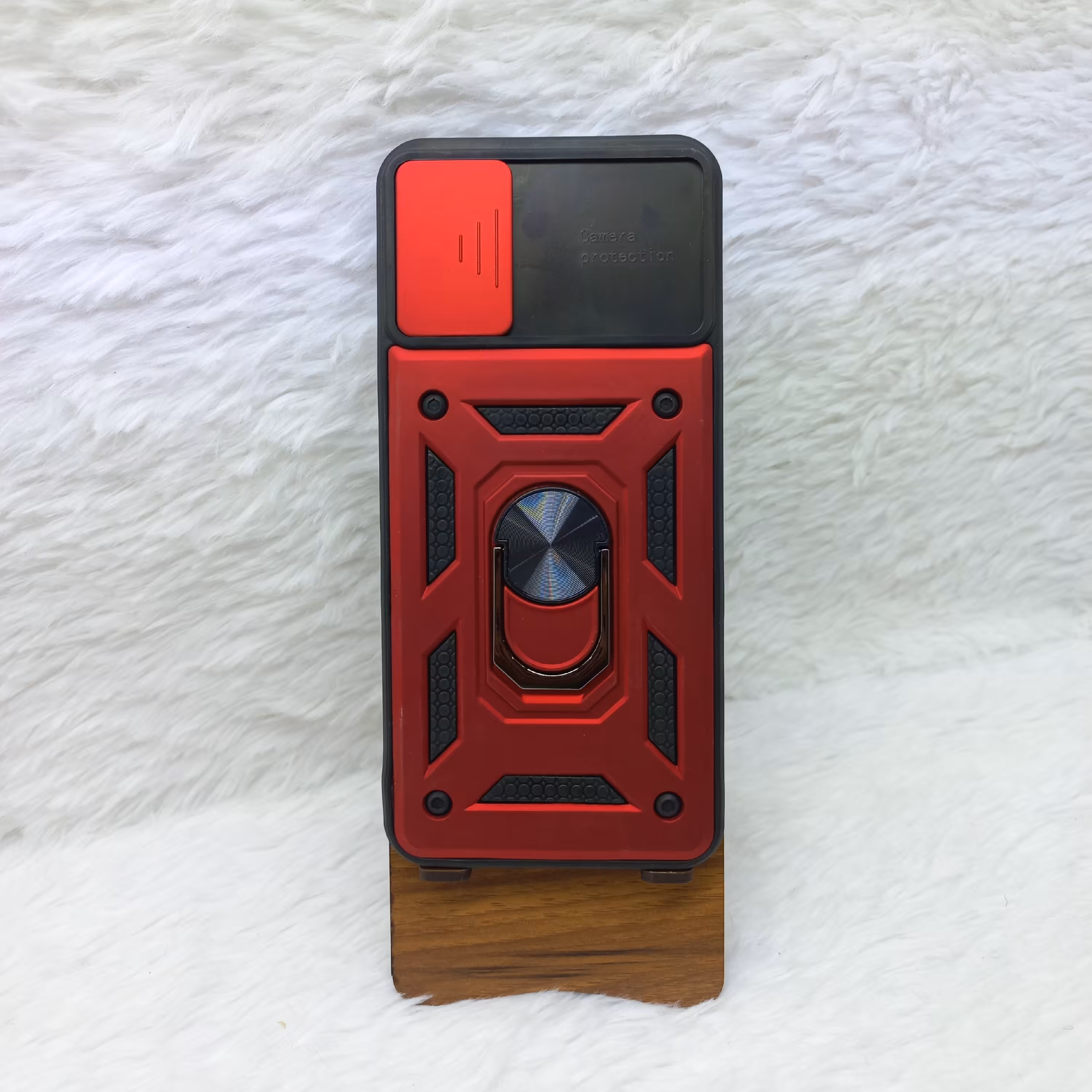 گارد بتمنی گوشی Samsung A03s با محافظ لنز کشویی  رنگ قرمز