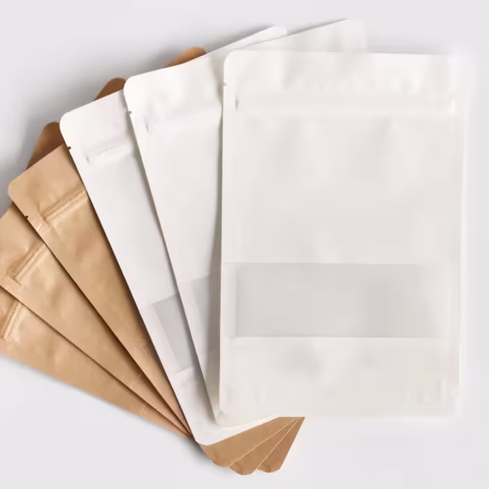 پک پاکت کرافت زیپدار و پنجره دار   سایز 14x19 و 10x14 بسته 40 عددی
