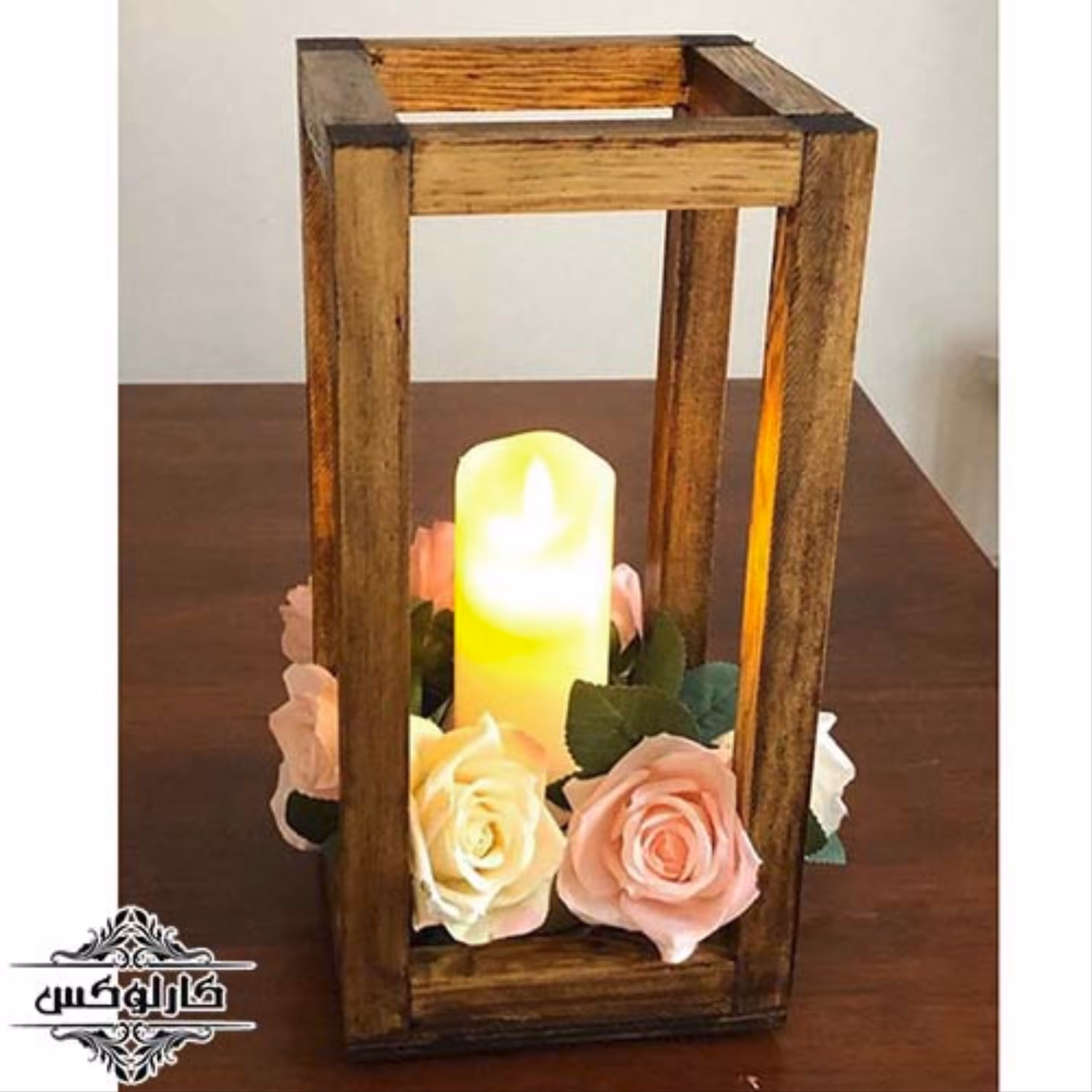 فانوس چوبی ساده بدون دسته 30 سانتی