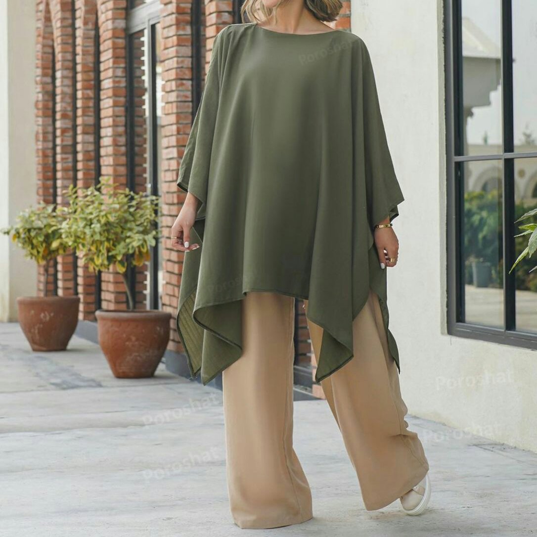 شومیز شلوار یشمی کرم