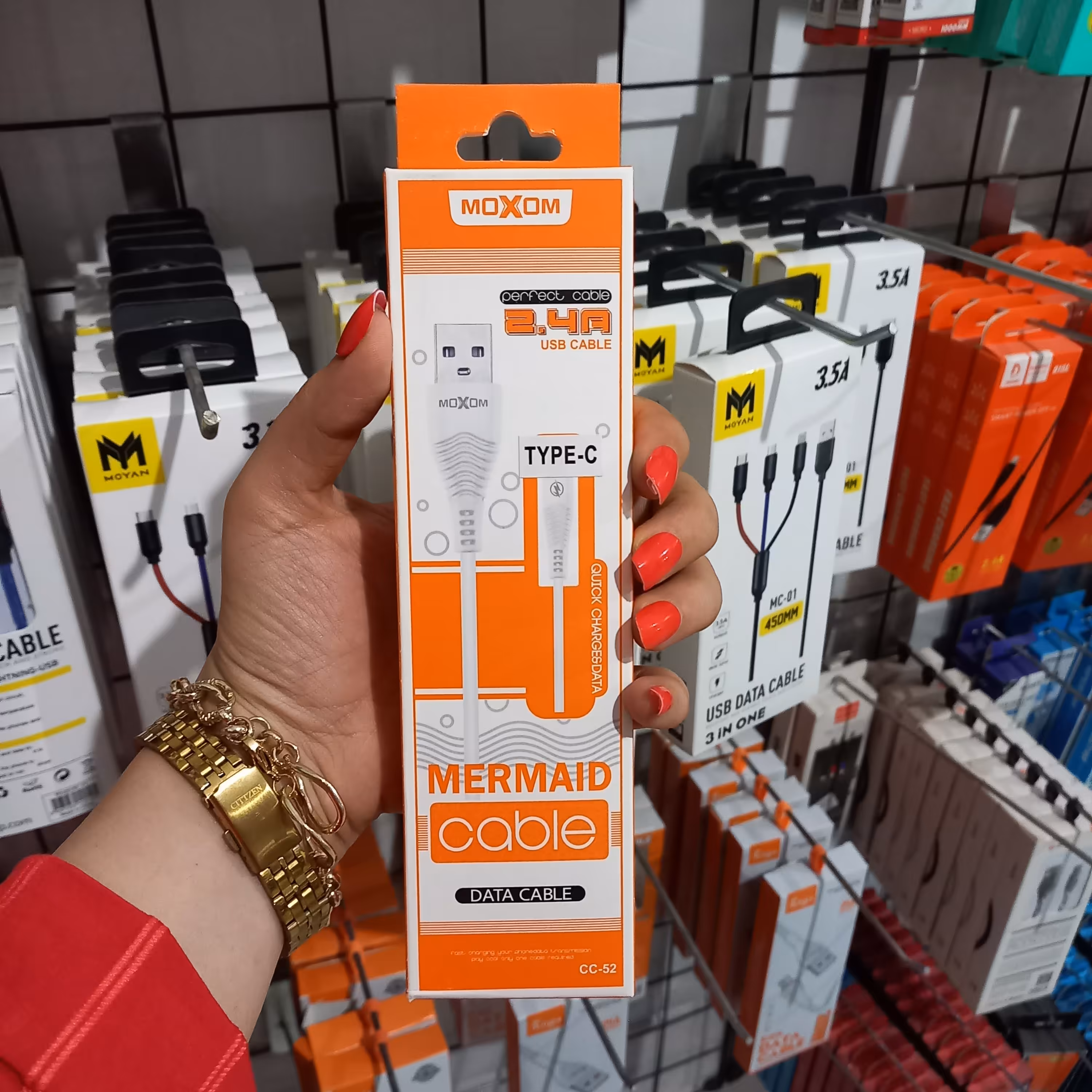 کابل شارژ و دیتا تایپ سی فست 1متریMoxom CC-52