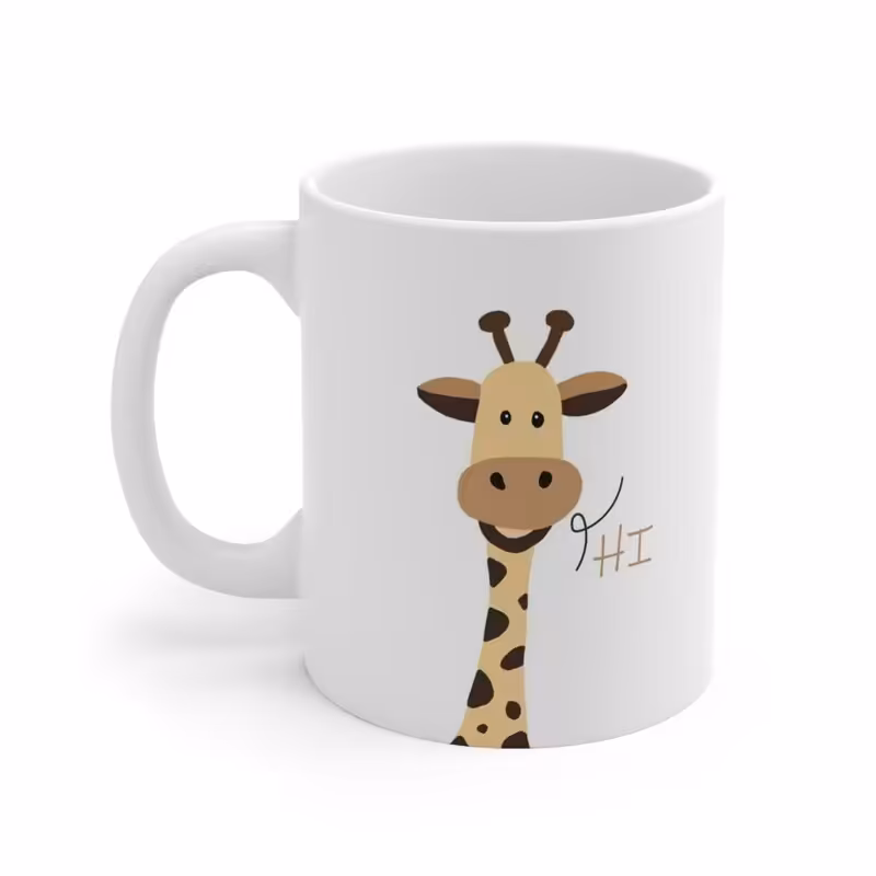 ماگ طرح زرافه و حروف انگلیسی کودک مدل NM1735