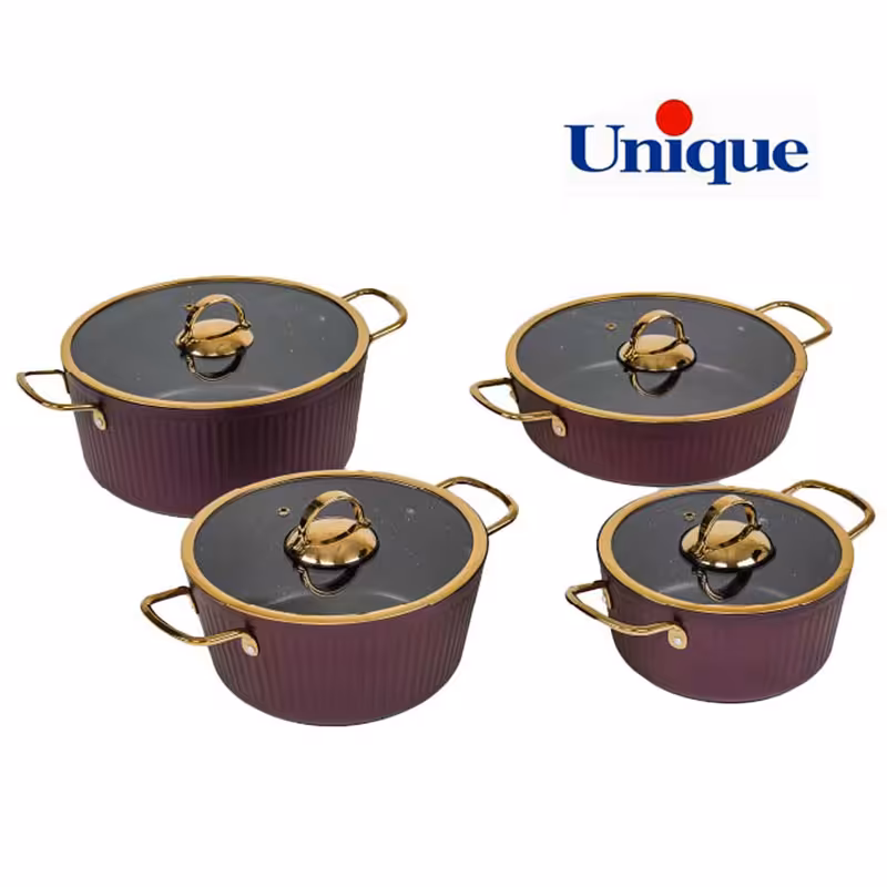 سرویس قابلمه یونیک 8 پارچه فلورانس 8404 بادمجانی