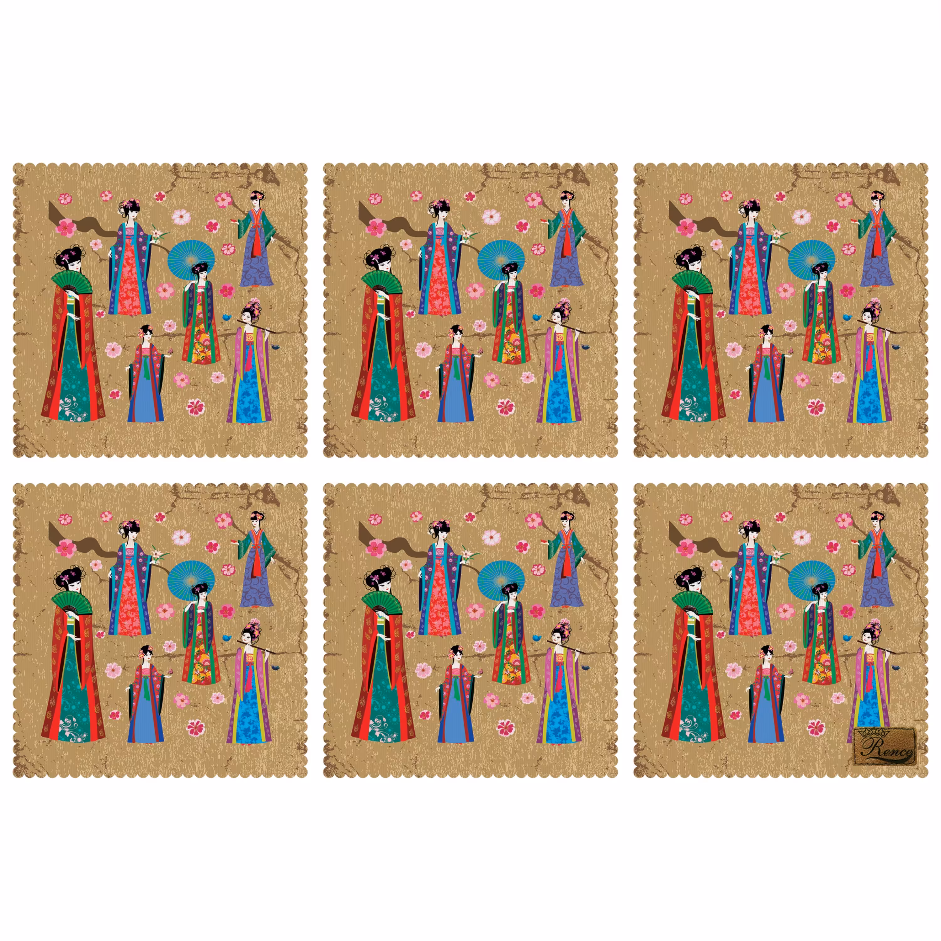 زیر بشقابی مربعی پارچه مخمل سایز 30 در 30 مدل U1-157 شرکت رنس