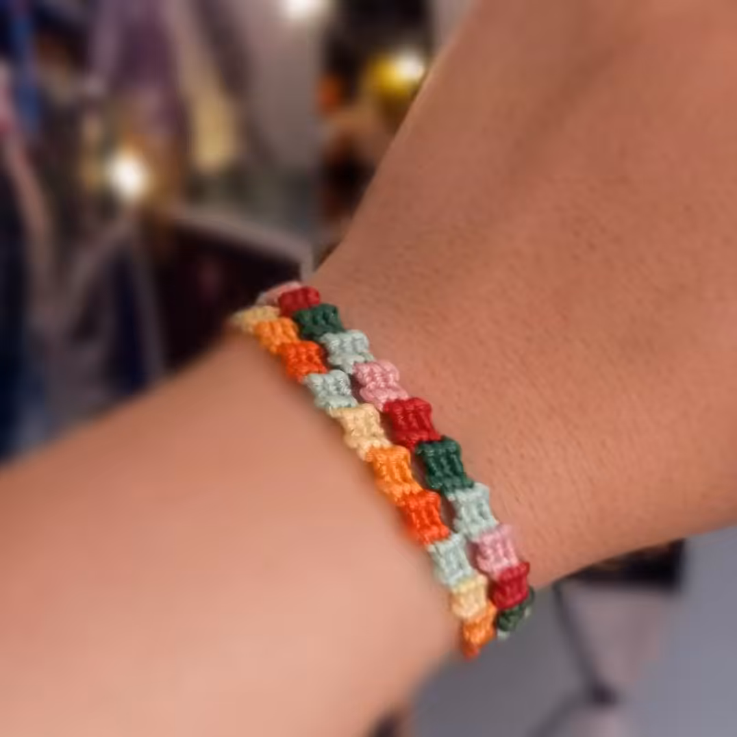 دستبند دوستی بافت طرح پله پله ای دخترونه و پسرونه