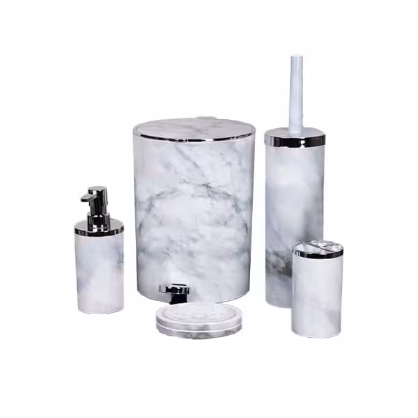 ست بهداشتی 5 پارچه ماربل (کروم طوسی کمرنگ) کنتراست