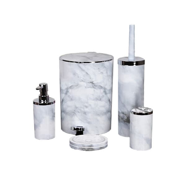 ست بهداشتی 5 پارچه ماربل (کروم طوسی کمرنگ) کنتراست