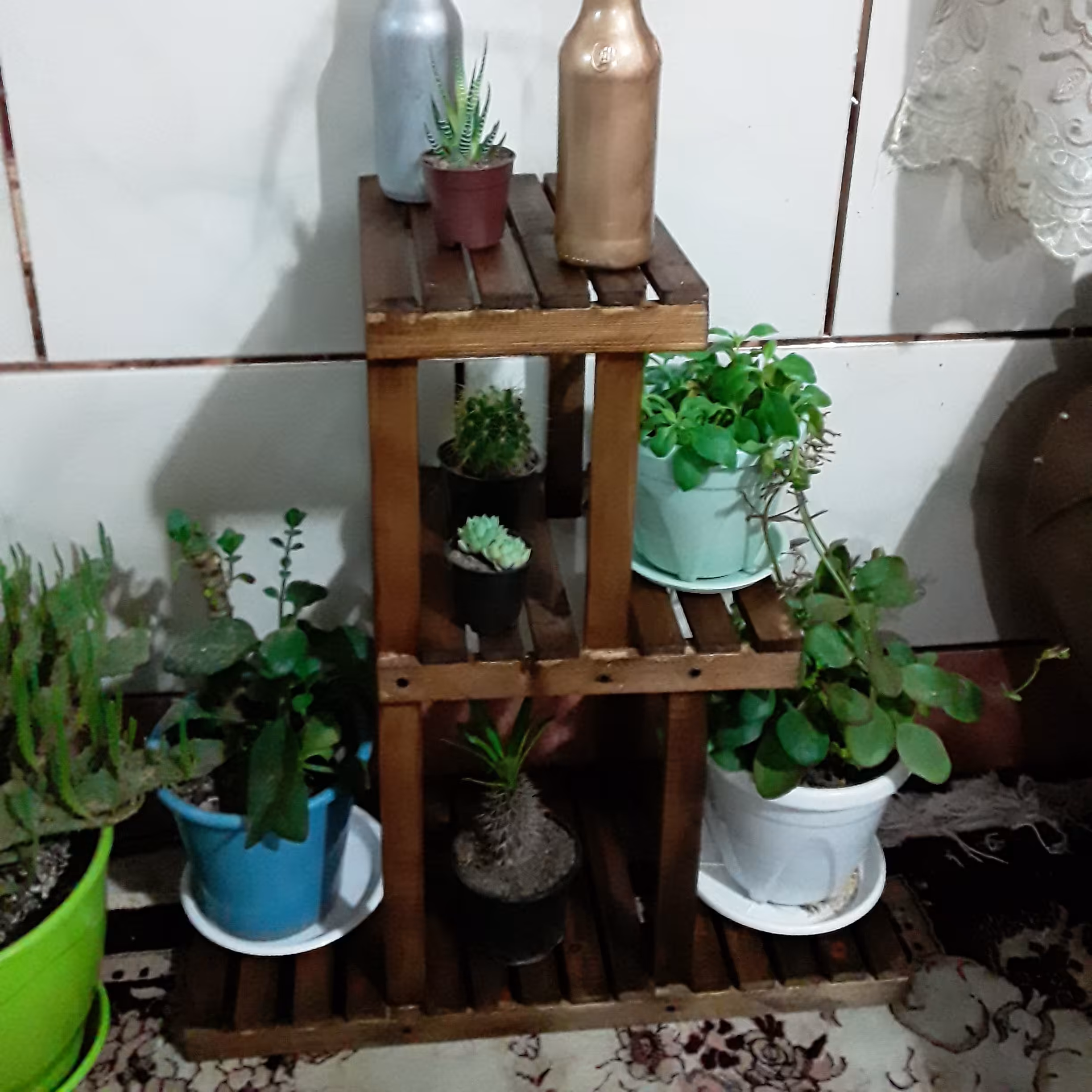 استند چوبی گل و گلدان