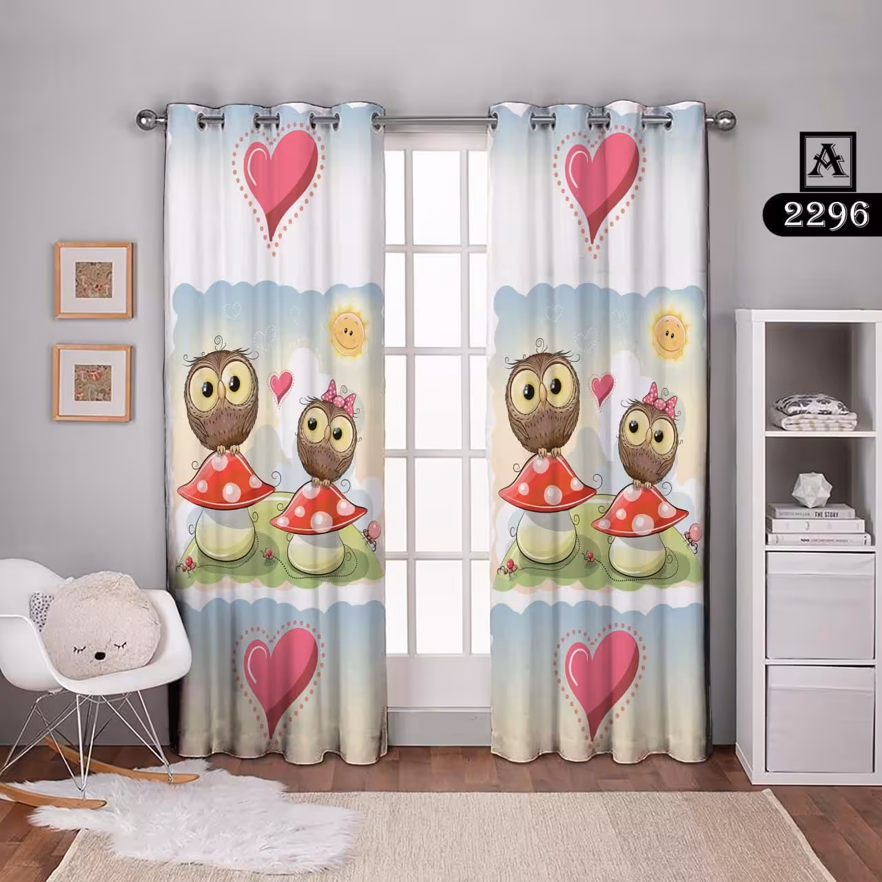 پرده پانچ چاپی جنس هازان طرح بچه گانه جغد کد A2296