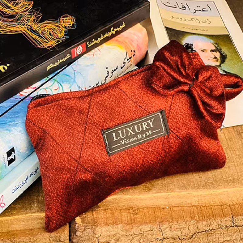 جا مدادی پارچه ای لوکس رنگ زرشکی