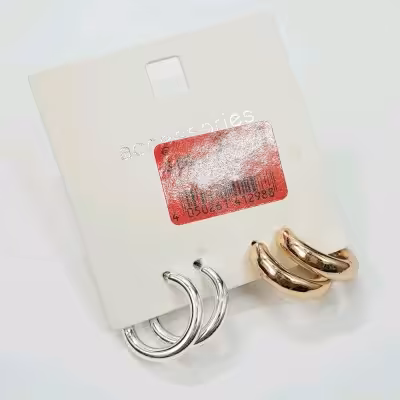 حراج پک دو جفتی گوشواره زنانه دخترانه حلقه ای نقره ای و طلایی