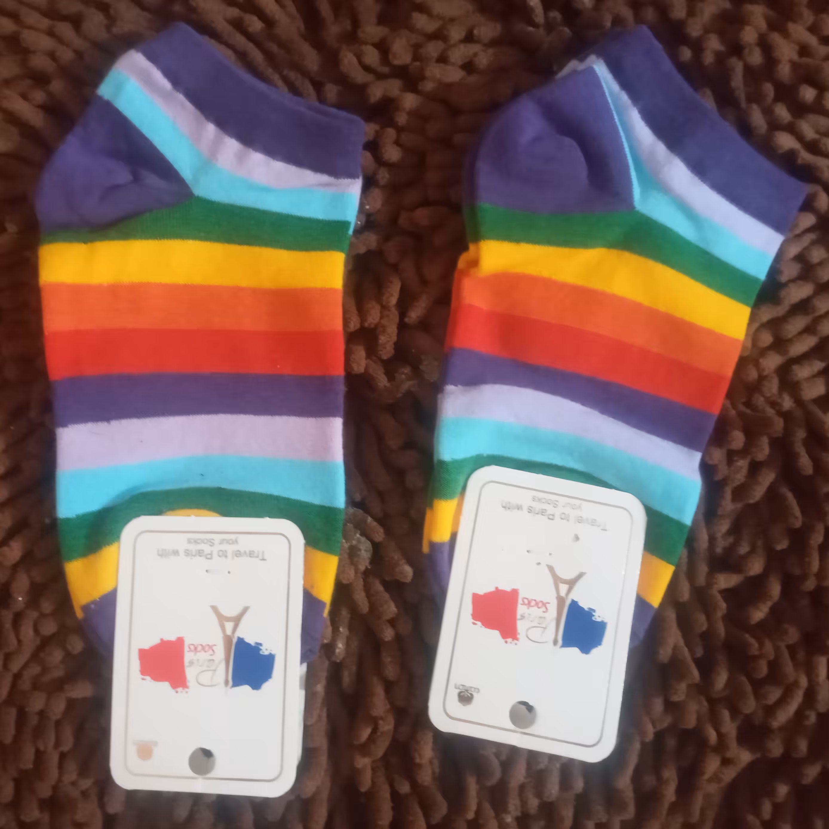 جوراب زنانه و دخترانه مچی رینگی با رنگ پایه بنفش از برند  پاریس