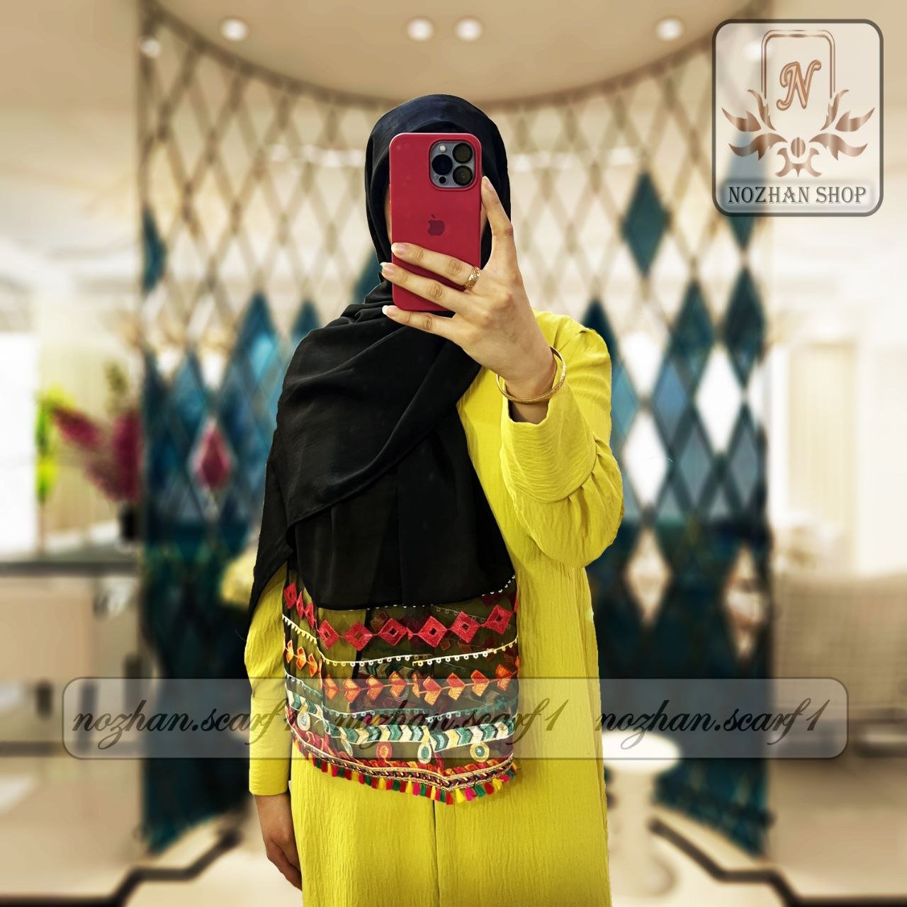 شال مشکی مزونی کد(262b)