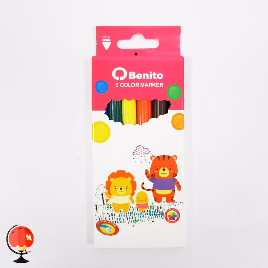 ماژیک رنگ آمیزی 6 رنگ بنیتو دخترانه